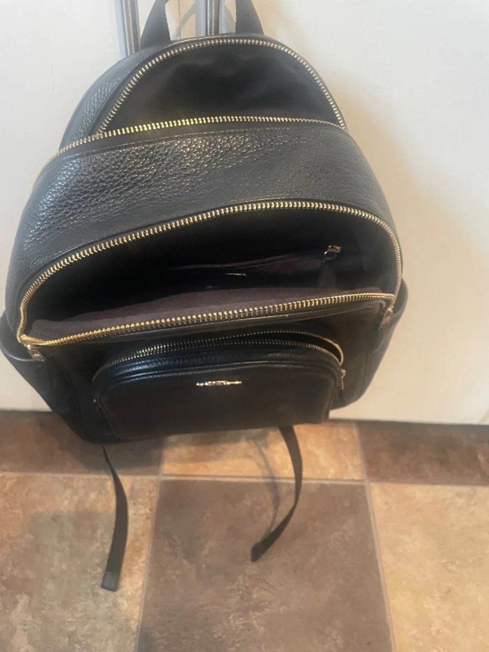 Black leather Coach Backpack